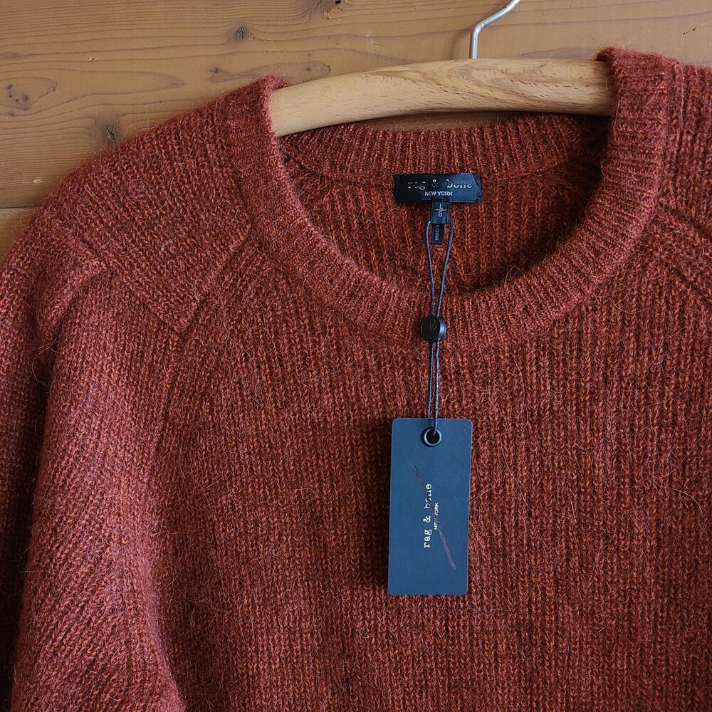 Rag & Bone Liana Dress NWT Sweater Midi Long Sleeve Rust Merino Wool Alpaca Boho - Picture 3 of 5